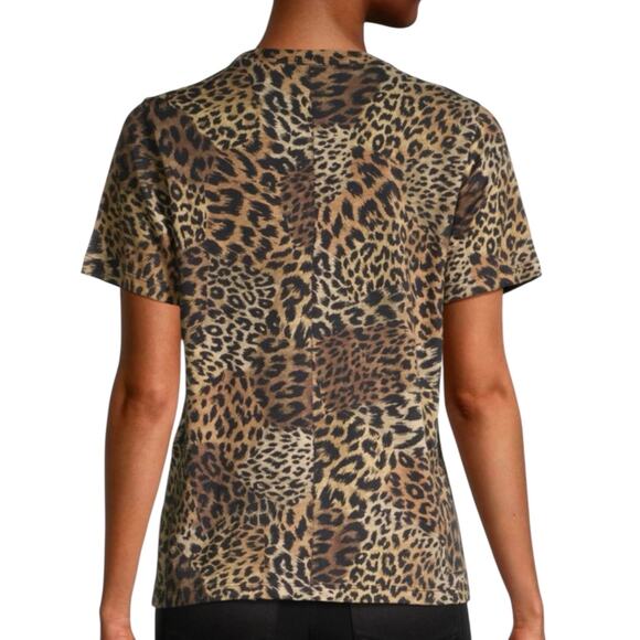 Veronica Beard Carla Leopard Print Crewneck Tee With Button Detail Pima Cotton M - Picture 3 of 10